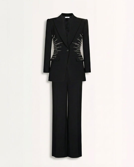 Martyna Beaded Tailored Blazer and Trousers Two-Piece Suit