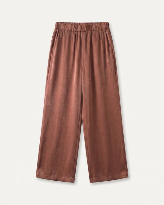 Brit Armonia Wide Leg Silk Blend Trousers with Relaxed Waist