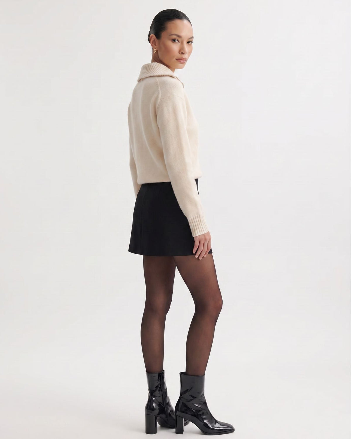 Georgina Pure Cashmere Front Zip Relaxed Pullover Jumper