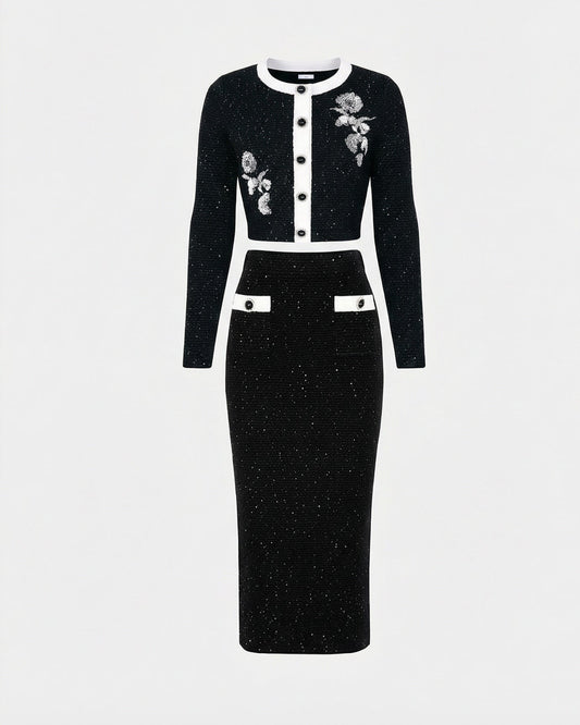 Cyndie Knitted Jacket and High-Waisted Skirt Co-ord Set
