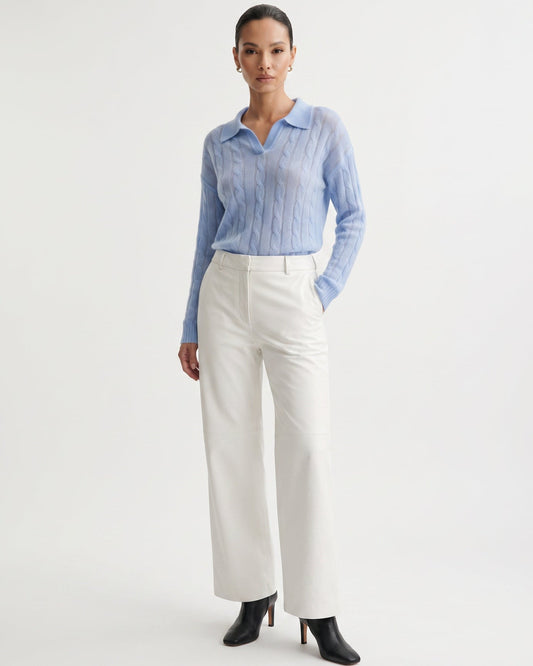 Dina Cashmere and Mulberry Silk Oversized Long Sleeve Polo Top – view 2