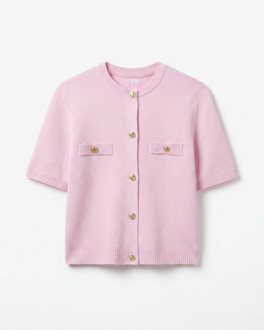 Minimalist Polyamide Knit Cardigan Top with Relaxed Sleeves