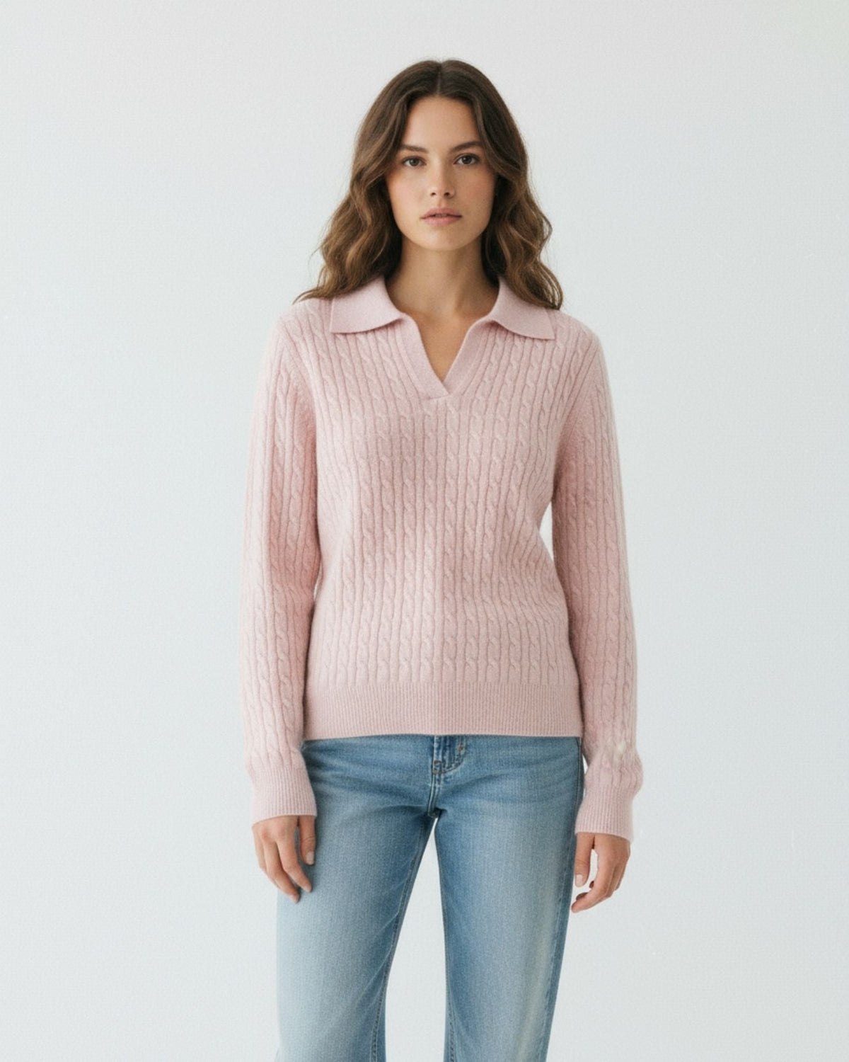 Kylie 100% Cashmere Lightweight Polo Collar Pullover Jumper – view 8