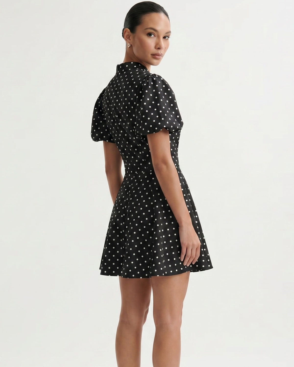 Marbella Polka Dot Dress with Voluminous Puff Sleeves