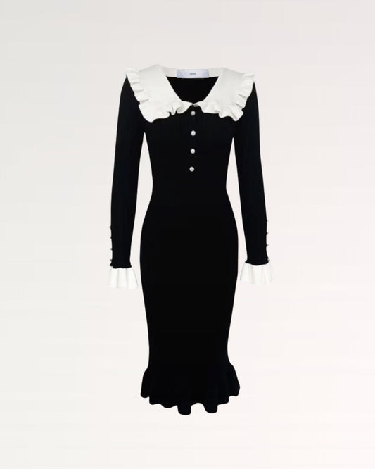 Old Money Refined Long Sleeve Tailored Stretch Dress