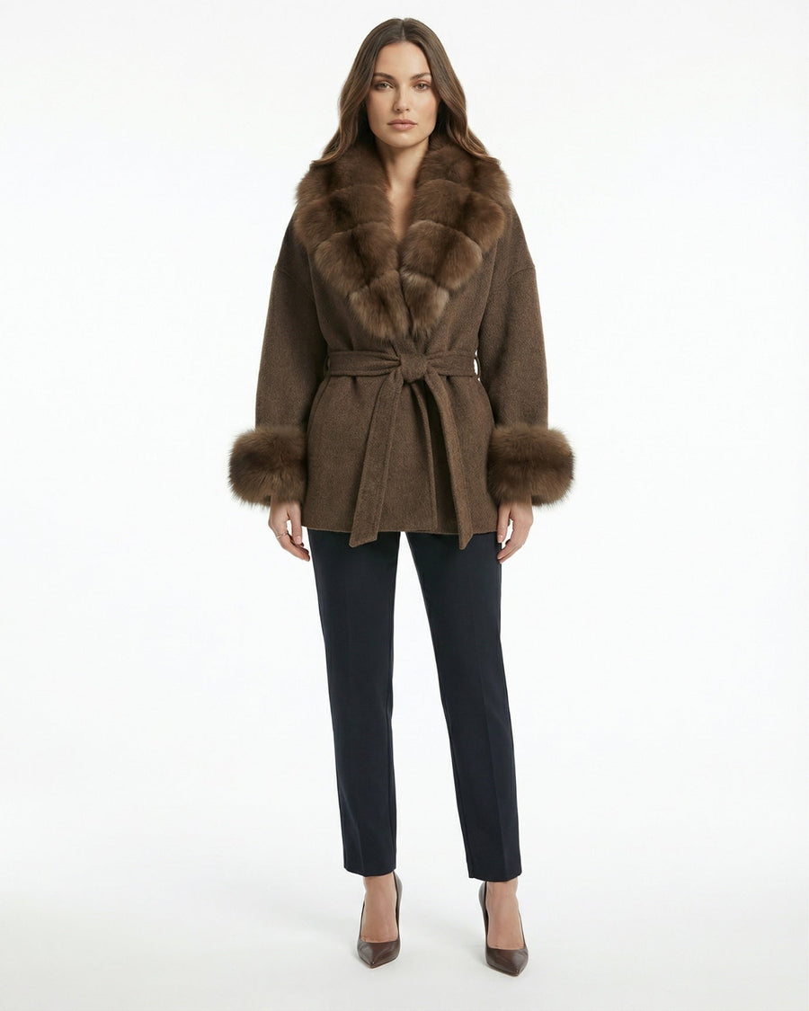Divina Double-Sided Wool Coat with Statement Collar