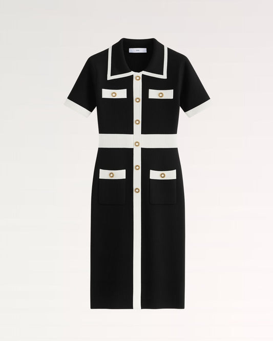 Old Money Short Sleeve Silky Finish Stretch Dress