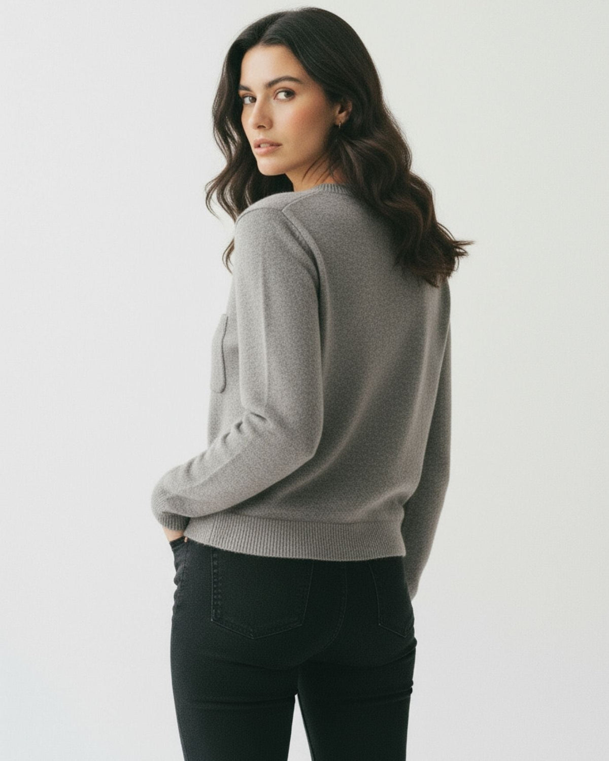 Lina Fine Knit 100% Cashmere Cardigan with Floral Design – view 12