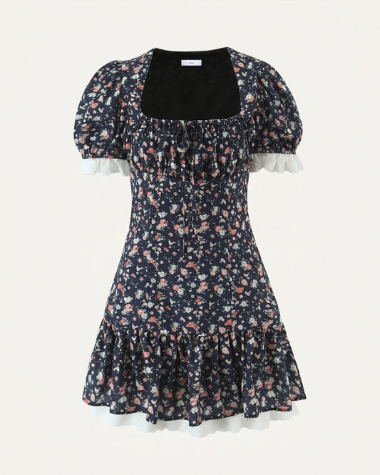 Marbella Vintage-Inspired Retro Floral Lace Stretch Dress