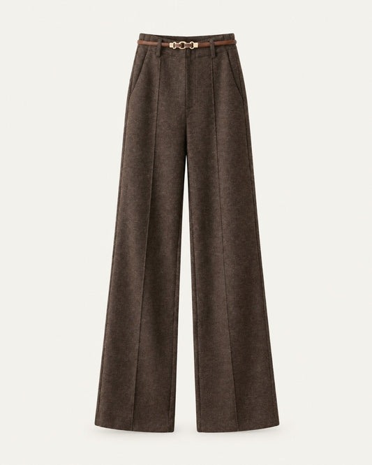 Heavyweight Wool and Cotton Blend Straight Leg Trousers