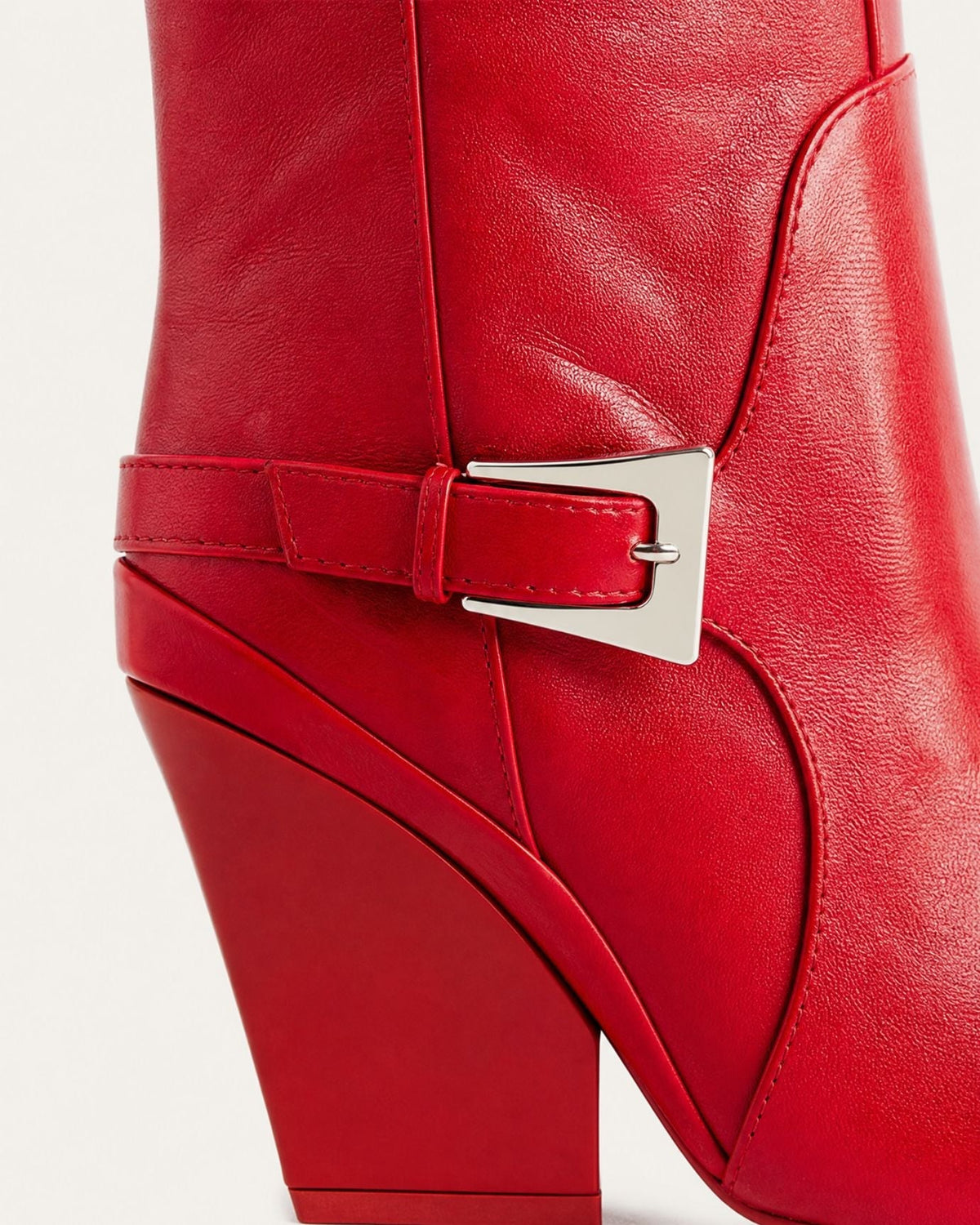 Leather Knee-High Boots with Buckle Detail and 9cm Block Heel – view 10