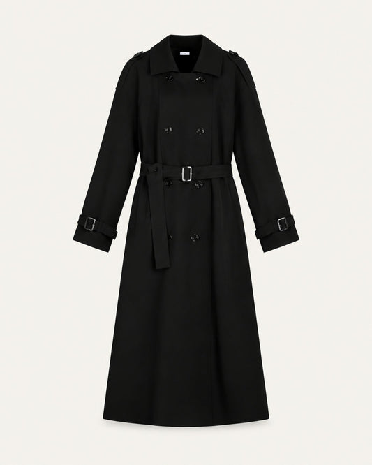 Jess Notched Lapel Medium-Weight Trench Coat – Black