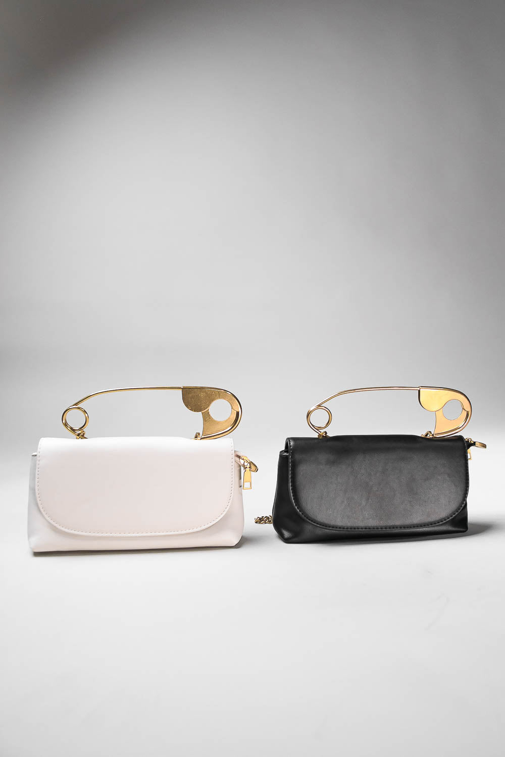 Top Handle Bag with Gold Pin Detail and Shoulder Strap – Ivory – view 5