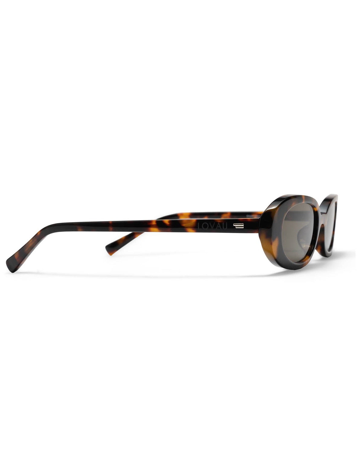 Lana Slim Oval Acetate Sunglasses – Tortoiseshell Green – view 4