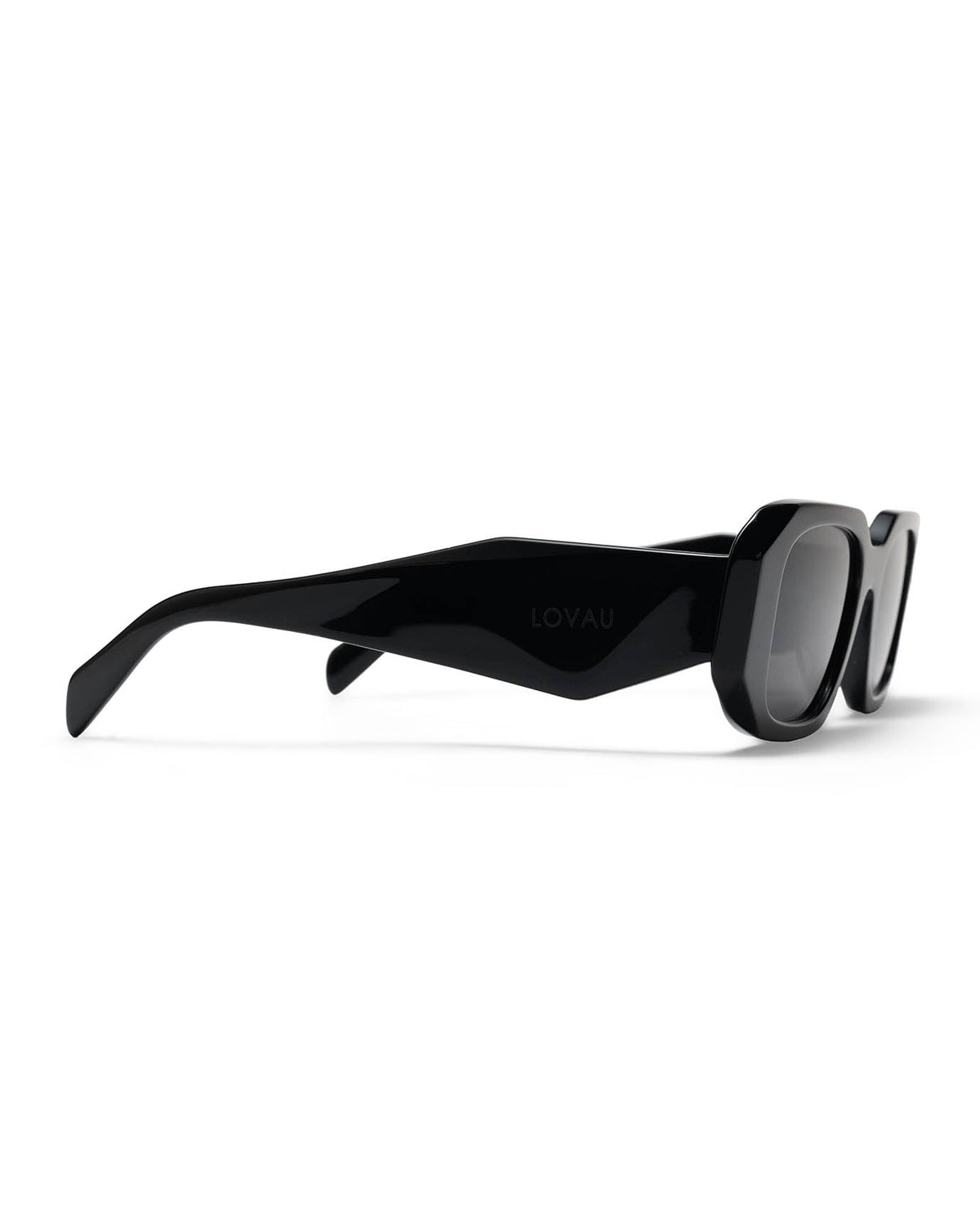 Bold Rectangular 90s Acetate Polarised Sunglasses – Black – view 4