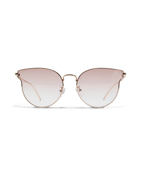 Marbella Rounded Geometric Sunglasses with Pink Gradient Lenses – Rose Gold