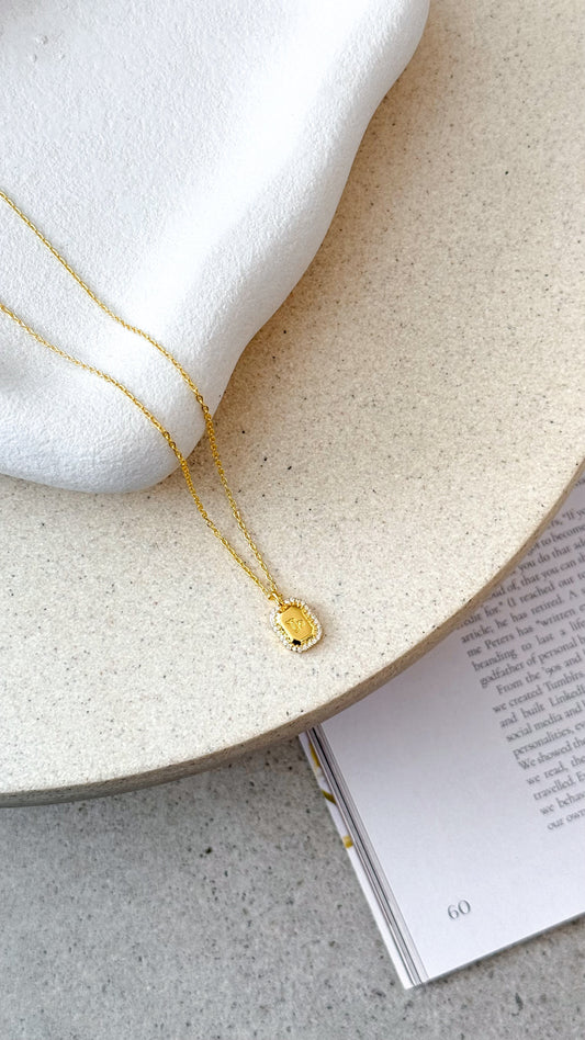 Capricorn Zodiac Pendant Necklace with Diamante Detail – Gold