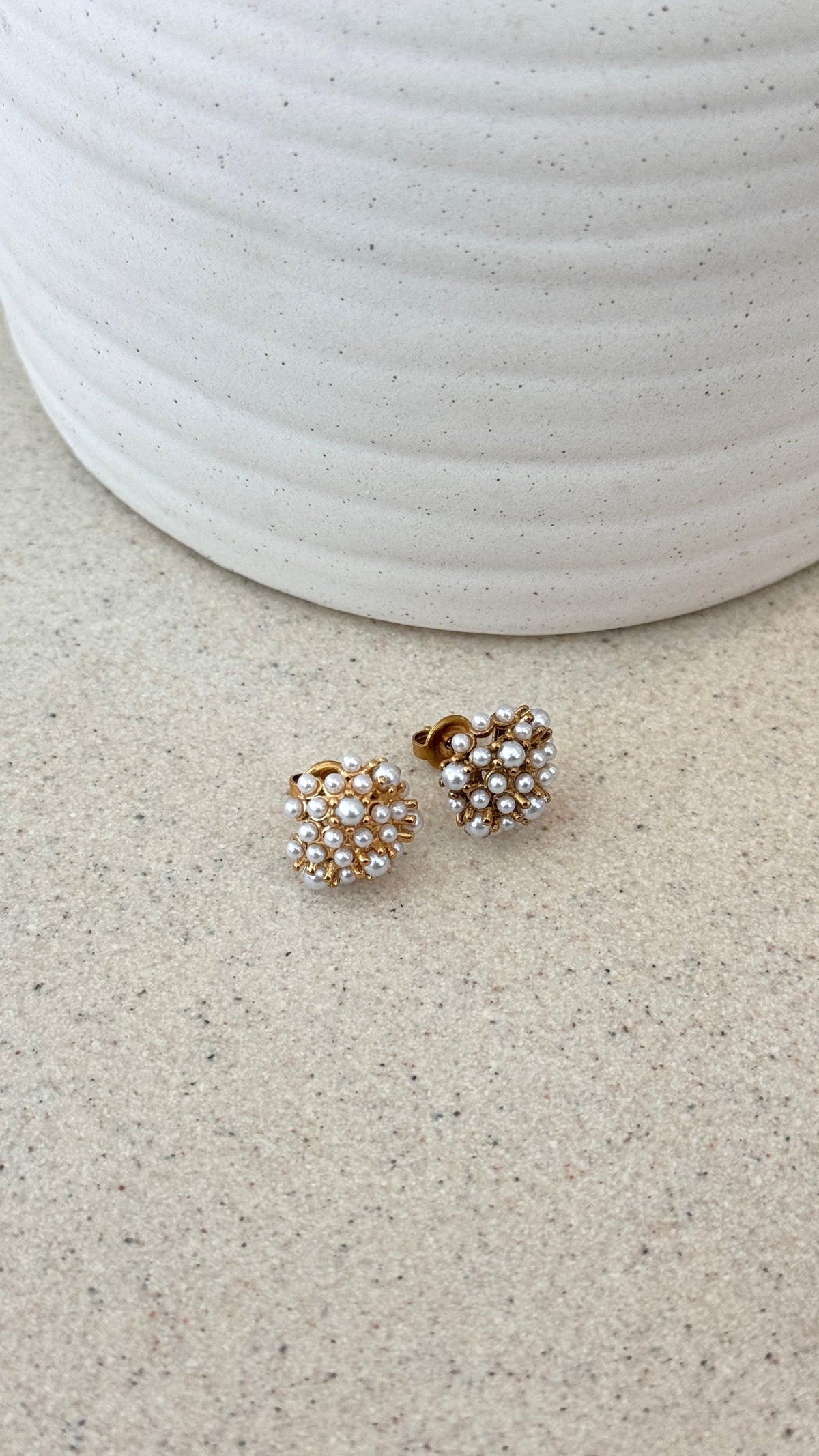Yatima 18K Stud Earrings with Faux Pearl Details – Gold