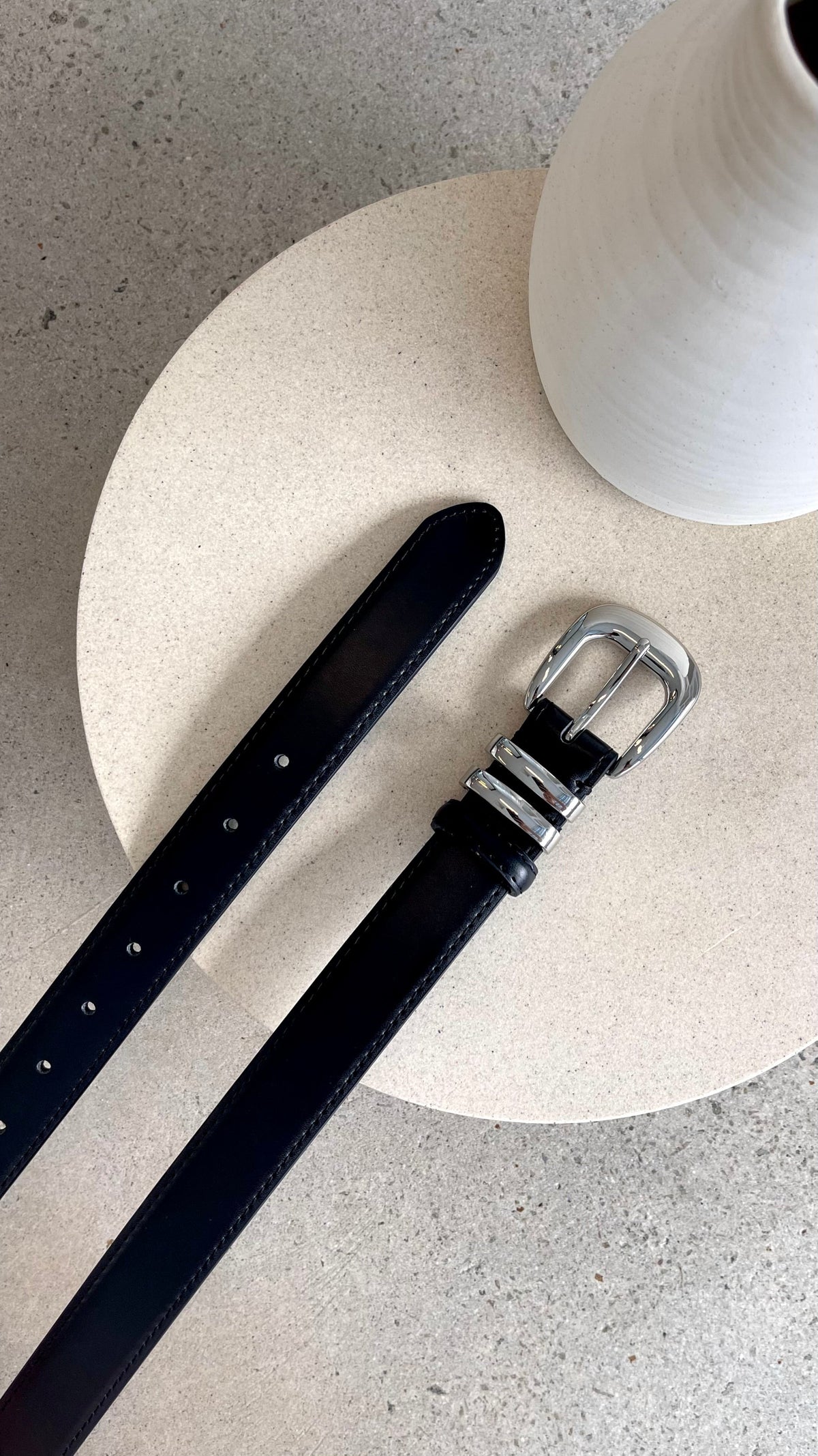 Wilma Faux Leather Belt with Silver Hardware – Black – view 3