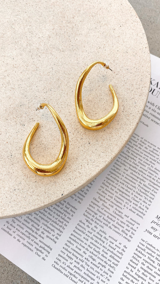 Eastwood Irregular Shaped Drop Stud Earrings – Gold Plated – view 2