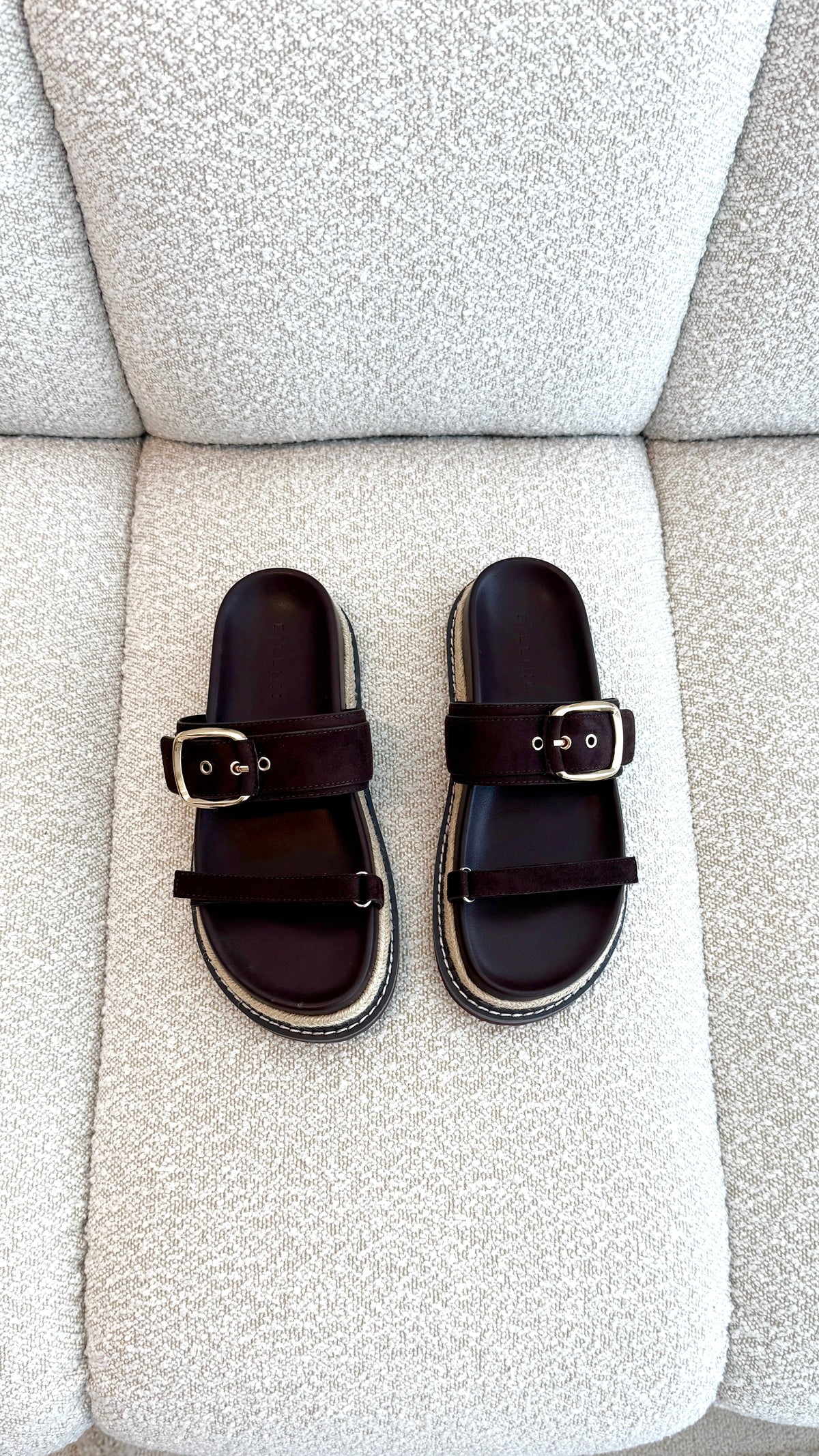 Tabitha Platform Slides with Rope Detail and Buckle Strap – Dark Cacao – view 4