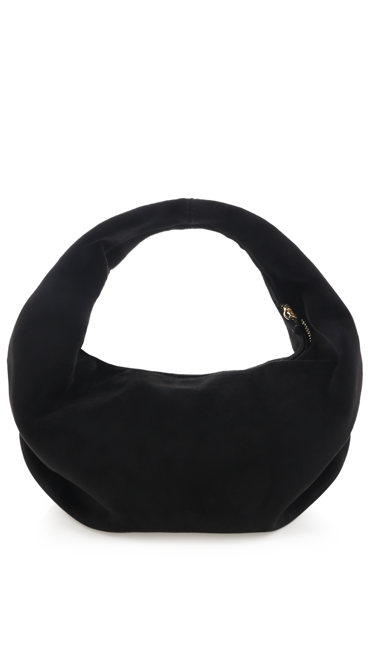 Renee Round Shoulder Bag with Gold Hardware – Black Suede – view 5
