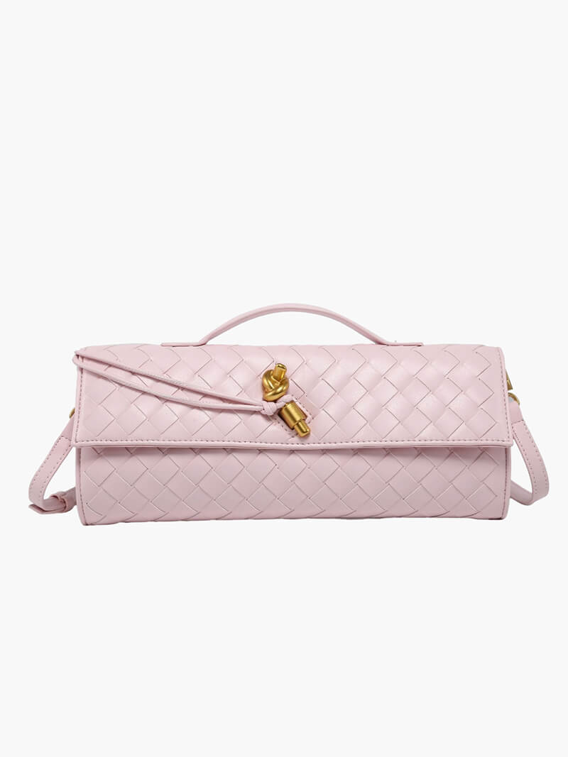 Bianca Woven Vegan Leather Knot Handbag with Gold-Tone Toggle