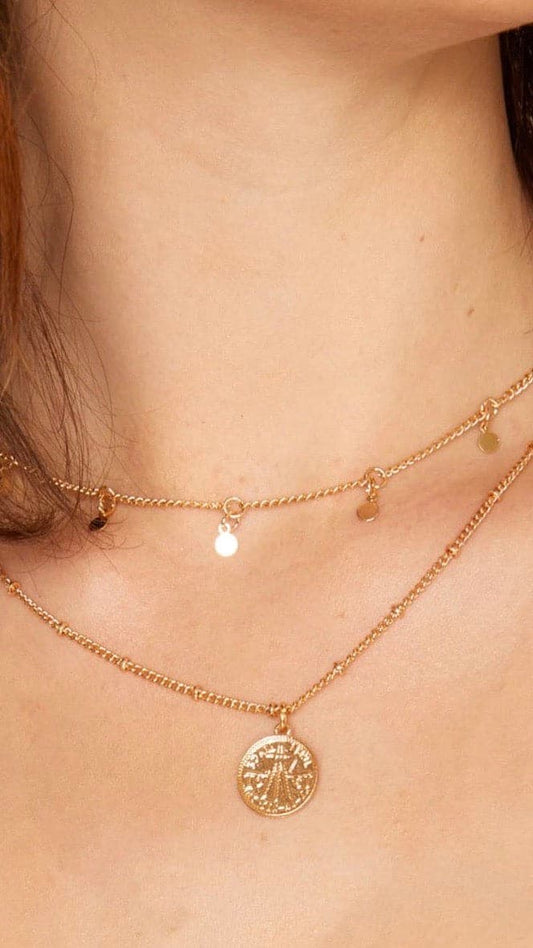 Rubi Layered Circle Pendant and Charm Necklace Set – Gold Plated – view 2
