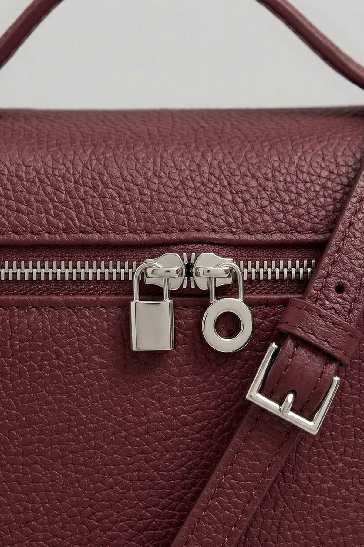 Structured Pebbled Leather Vanity Bag with Top Handle – Burgundy – view 3