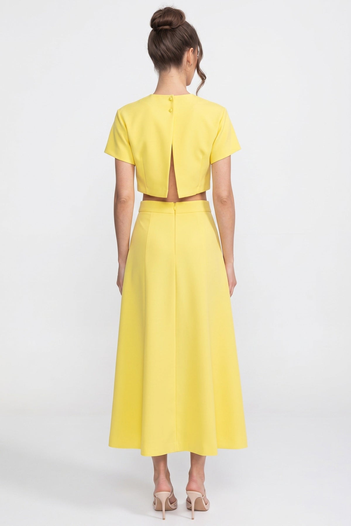 Iris Floral Print Crop Top and A-Line Maxi Skirt Co-ord Set – Yellow – view 5