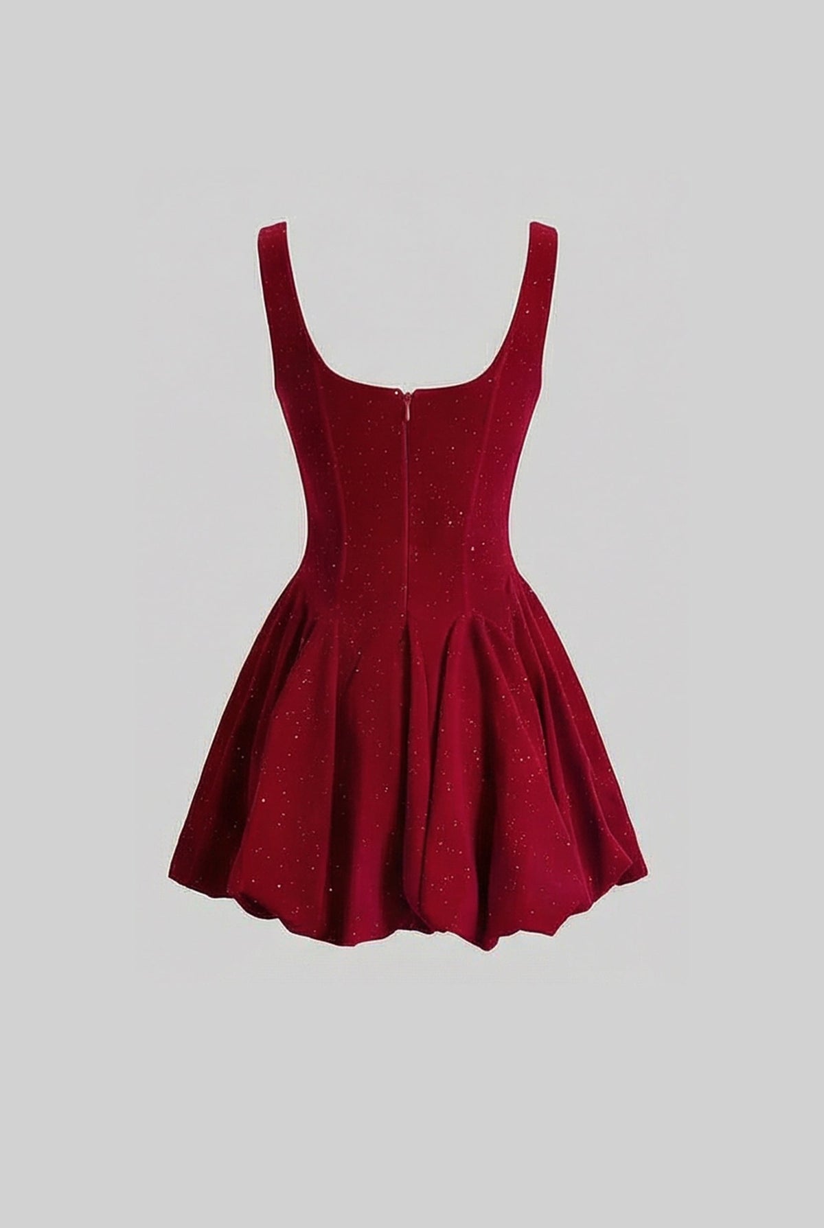 Velvet Corset Mini Dress with Crystal-Embellished Neckline – Burgundy – view 5