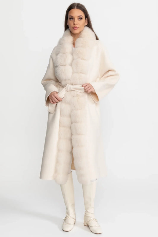 Longline Wool Wrap Coat with Full-Length Front Panel – Ivoire – view 2