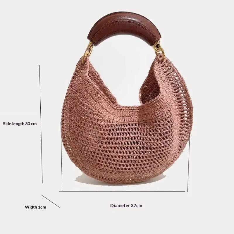 Amanda Crescent Hollow Woven Straw Underarm Bag