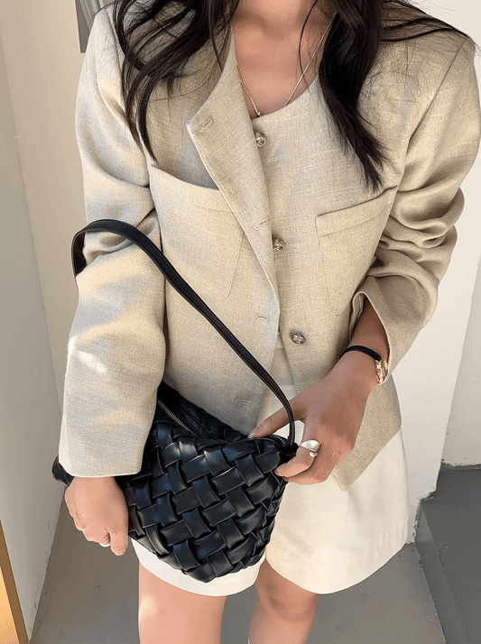 Angela Minimalist Vegan Leather Hobo Shoulder Bag with Zip – view 2