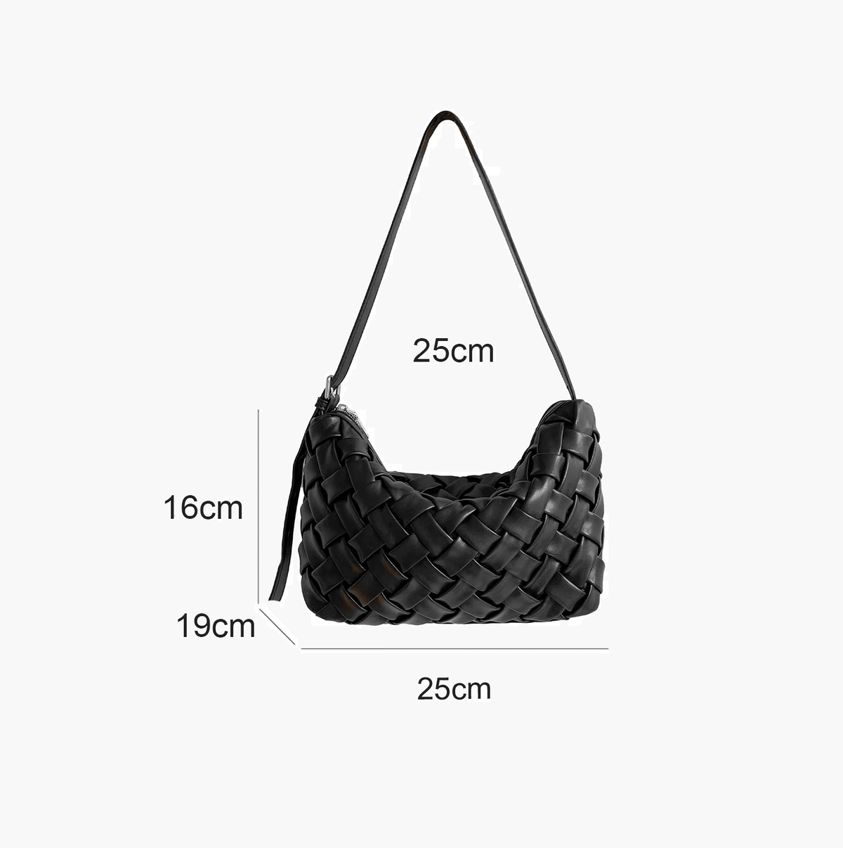 Angela Minimalist Vegan Leather Hobo Shoulder Bag with Zip – view 18