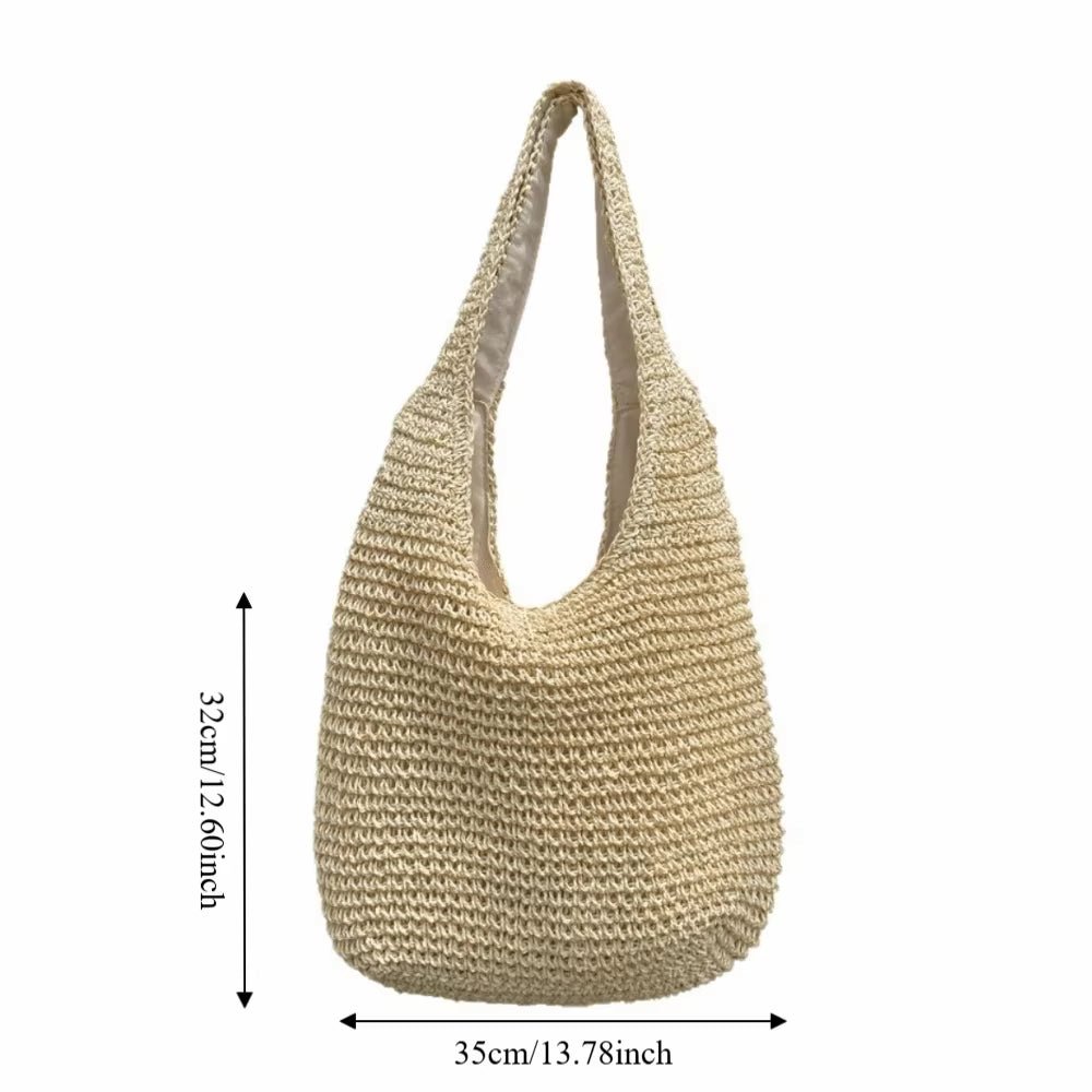 Beatrice Woven Rattan-Texture Straw Tote Bag with Open Top – view 16
