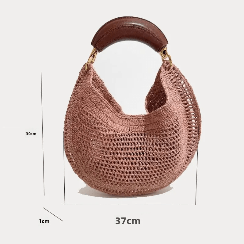 Bianca Crescent Hollow Woven Underarm Bag with Magnetic Closure
