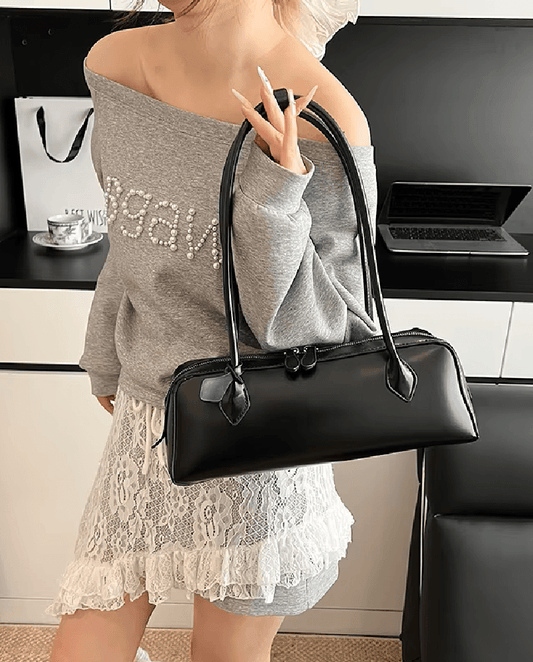 Ella Vintage-Inspired Vegan Leather Baguette Shoulder Bag – view 2