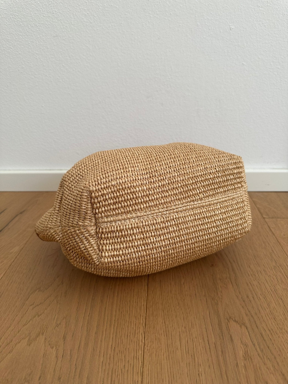Francia Small Woven Straw Tote Bag with Leather-Look Trim