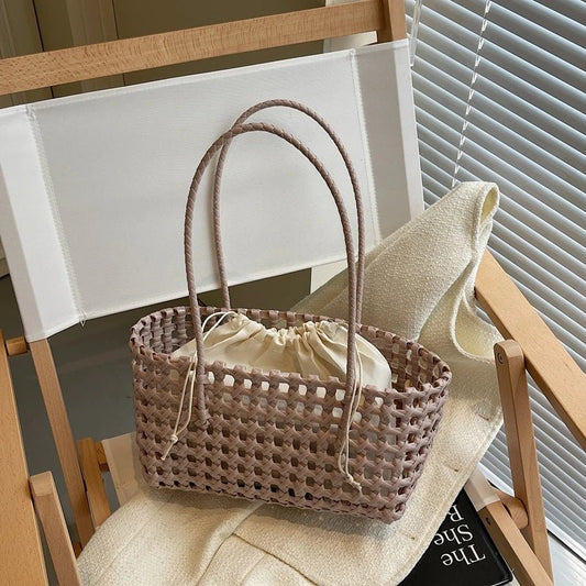 Claudia Cut-Out Vegan Leather Shoulder Tote Bag with Zip