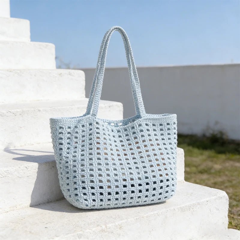 Julia DIY Hollow-Out Crochet Shoulder Bag Kit – Light Blue – view 5