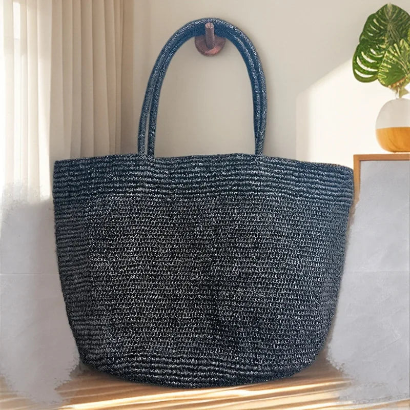 Sophia Handwoven Rattan Straw Open Top Tote Bag – view 21