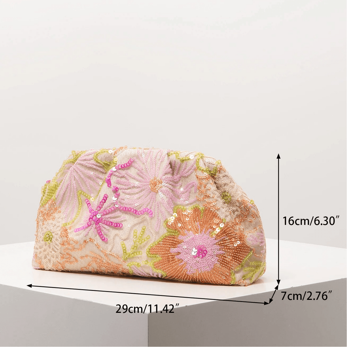 Sophia Floral Embroidered Sequin Evening Clutch Bag – view 5