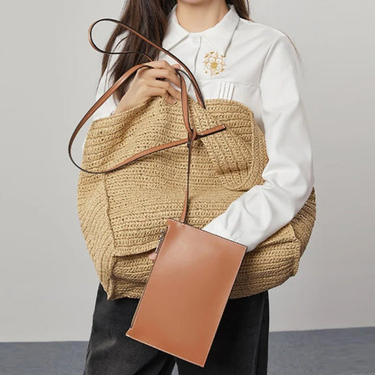Bianca Handwoven Straw Oversized Beach Tote Bag – view 2