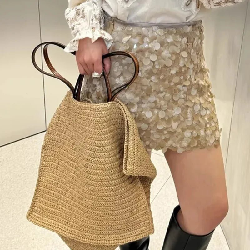 Bianca Handwoven Straw Oversized Beach Tote Bag – view 6