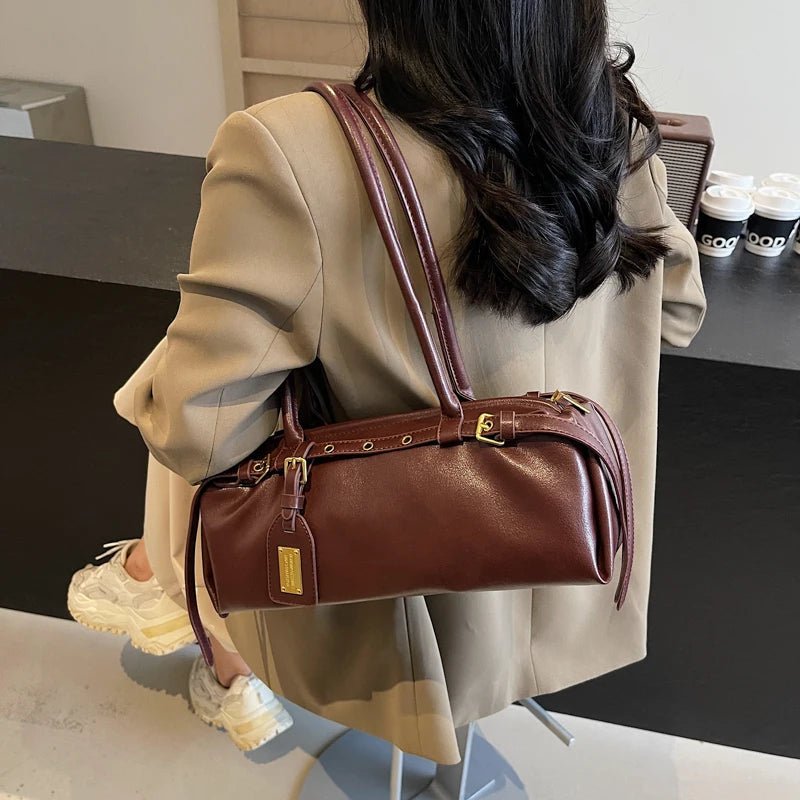 Audrey Minimalist PU Leather Shoulder Bag with Underarm Carry