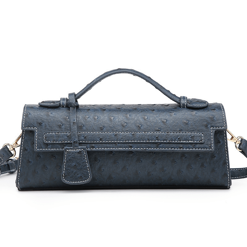 Jasmin Ostrich-Embossed Vegan Leather Top Handle Clutch