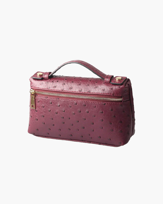 Bianca Ostrich Pattern Vegan Leather Cosmetic Bag with Zip