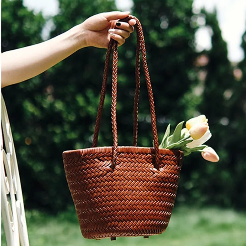 Blair Braided Vegan Leather Bucket Shoulder Bag – view 14
