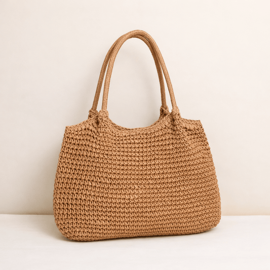 Brielle Woven Straw Square Beach Tote with Shoulder Straps – view 2